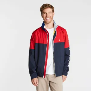 Nautica Men's Big & Tall Lightweight Colorblock Bomber With Concealed Hood Navy Nautica