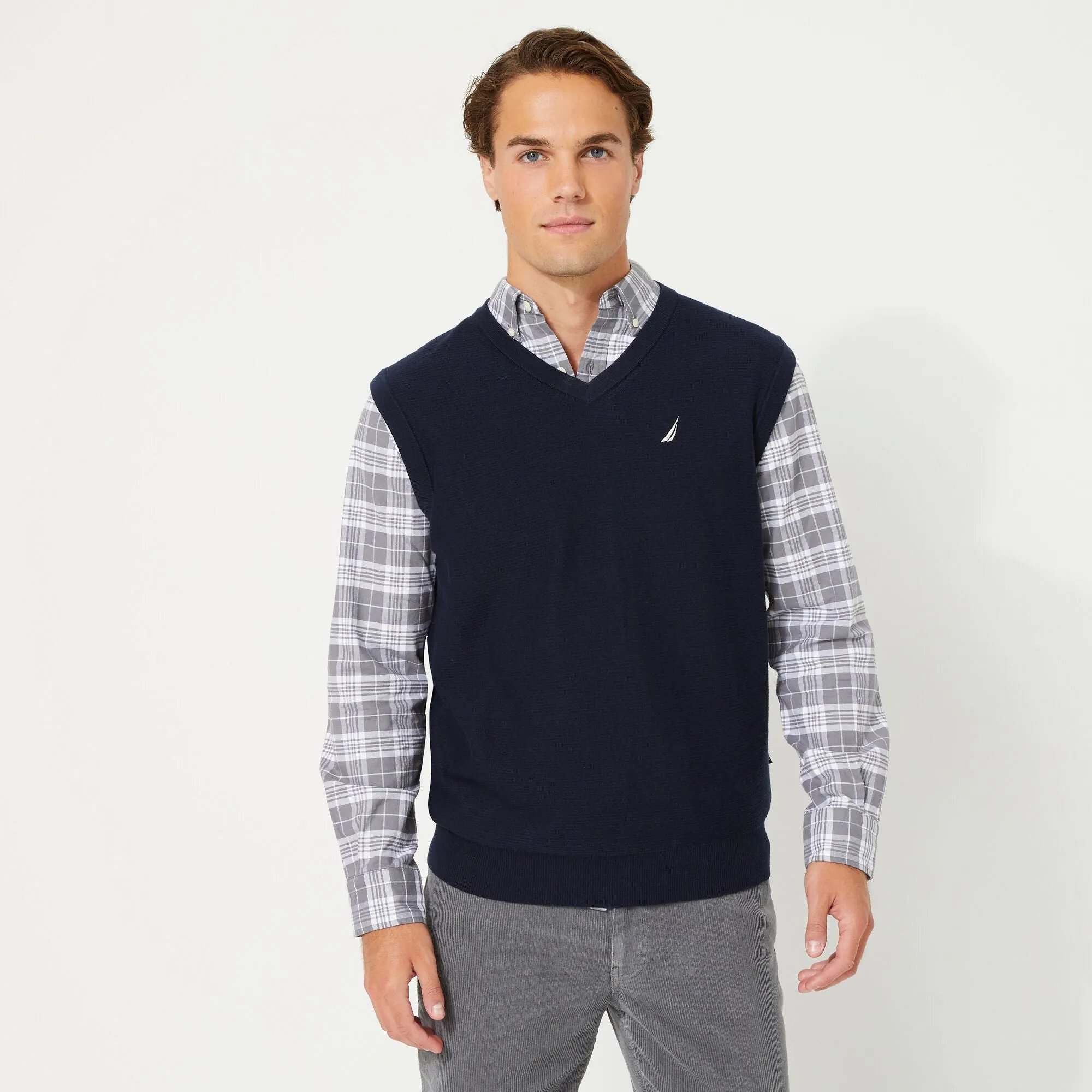 Nautica Men's Big & Tall Navtech V-Neck Sweater Vest Navy Nautica