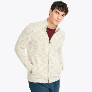 Nautica Men's Marled Full-Zip Sweater Marshmallow Nautica