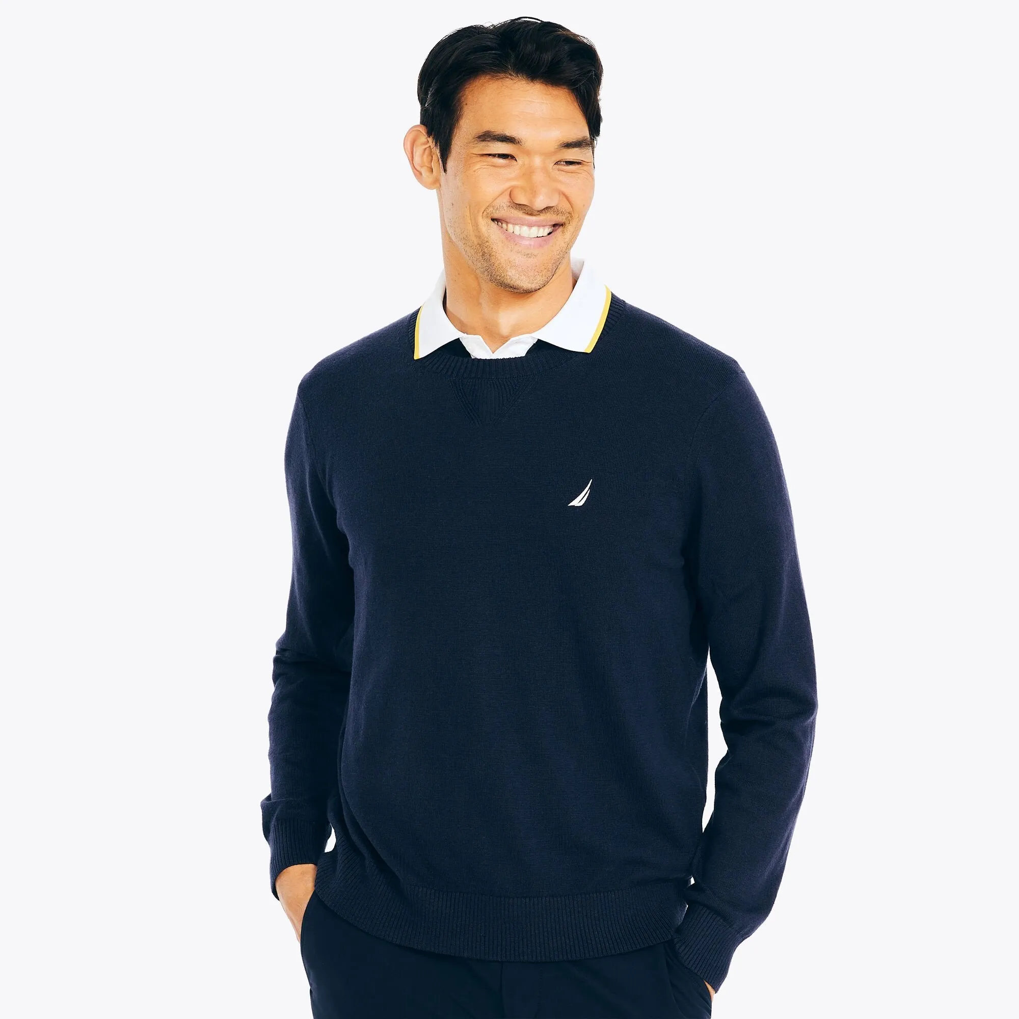 Nautica Men's Navtech Crewneck Sweater Stellar Blue Heather Nautica
