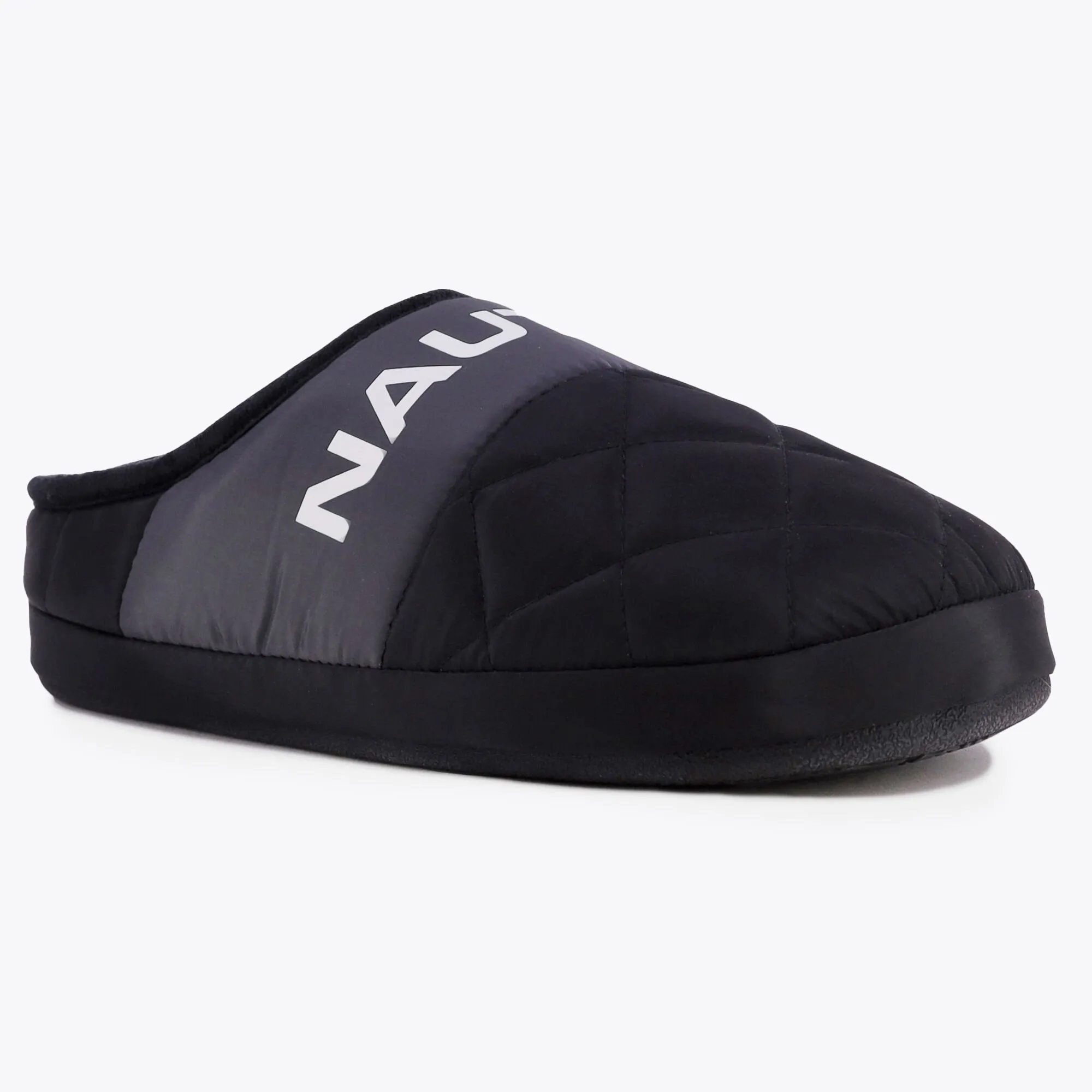 Nautica Men's Nylon Fleece-Lined Slipper Black Nautica