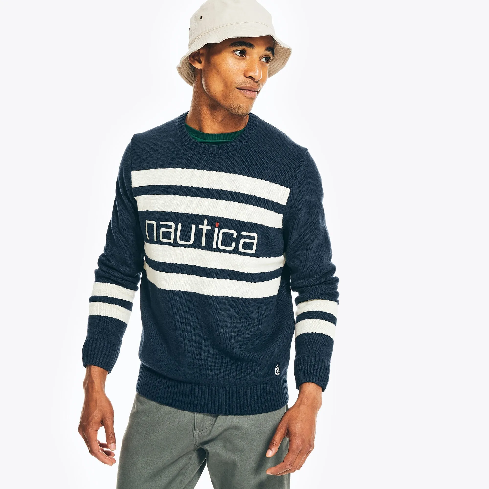 Nautica Men's Reissue Logo Crewneck Sweater Navy Nautica