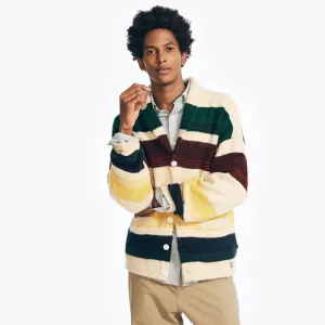Nautica Men's Reissue Striped Cardigan Snow White Nautica