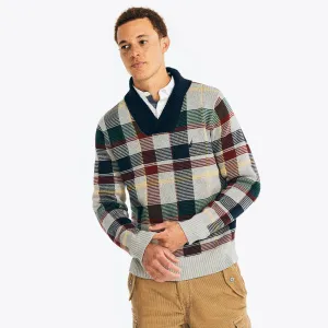 Nautica Men's Shawl-Neck Plaid Sweater Navy Nautica