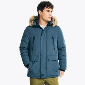 Nautica Men's Sustainably Crafted Faux Fur Hooded Parka Lapis Blue Nautica