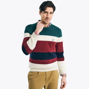 Nautica Men's Sustainably Crafted Striped Textured Crewneck Sweater Nautica Stone Nautica