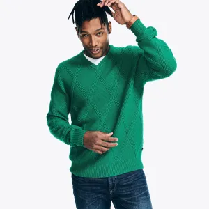 Nautica Men's Sustainably Crafted Textured V-Neck Sweater Spearmint Nautica