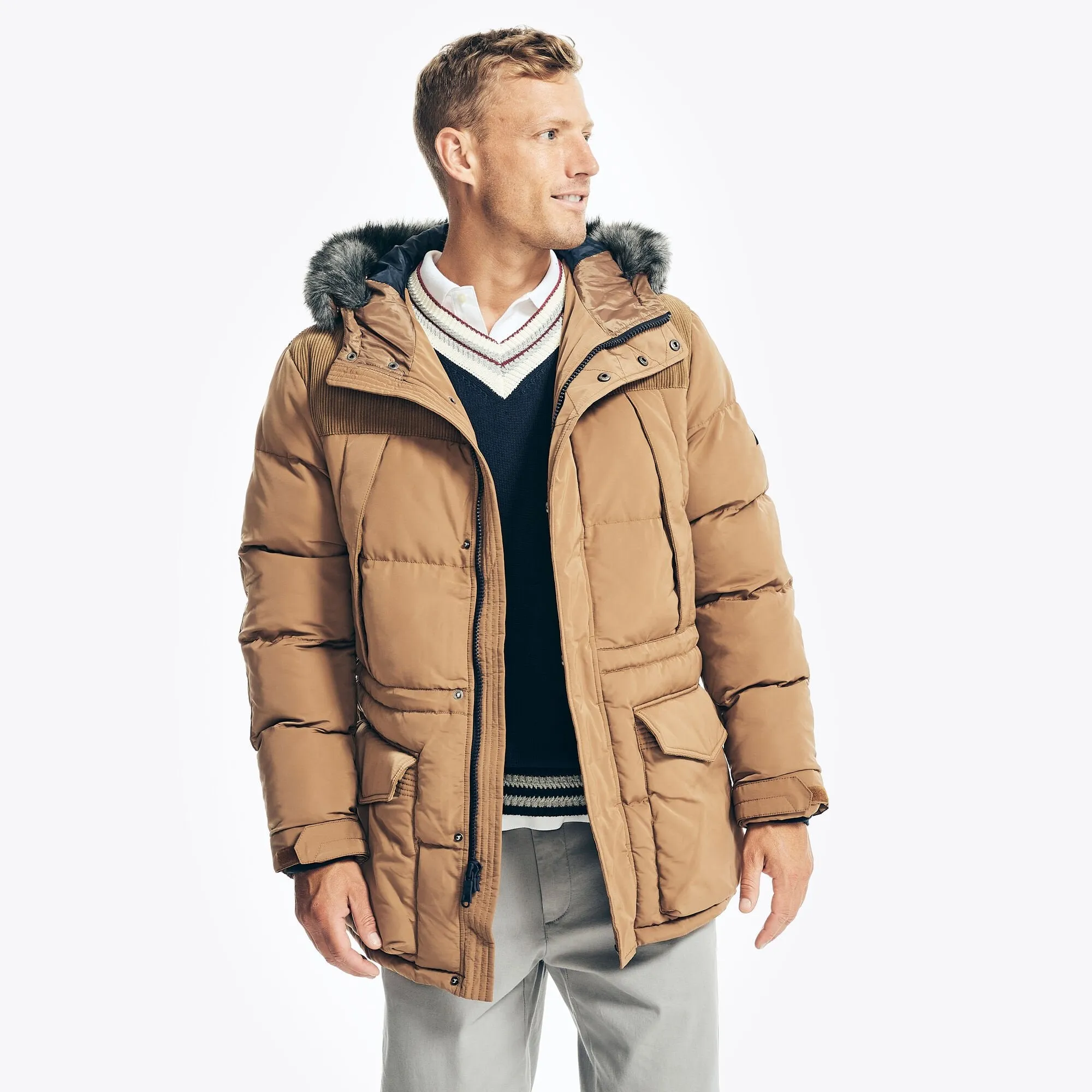 Nautica Men's Tempasphere Parka Oyster Brown Nautica