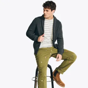 Nautica Men's Textured Cardigan Charcoal Heather Nautica