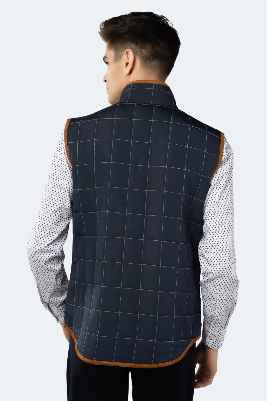 Navy Quilted Zip Up Vest