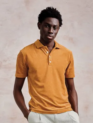 Ollie Men's Organic Cotton Terry Polo | Golden Brown