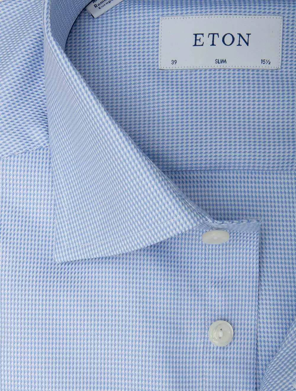 Patterned Textured Twill Slim Fit Shirt Blue