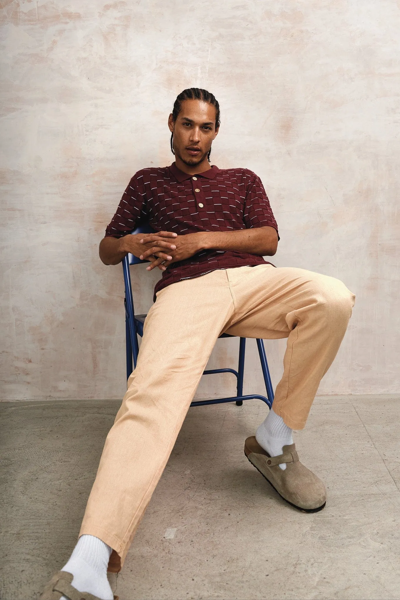 Perry Men's Cotton Tencel Knit Polo | Berry