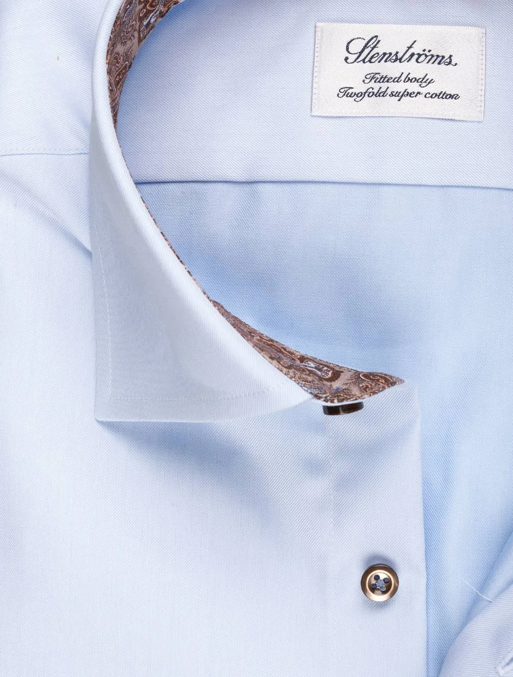 Plain Shirt With Paisley Contrast Blue