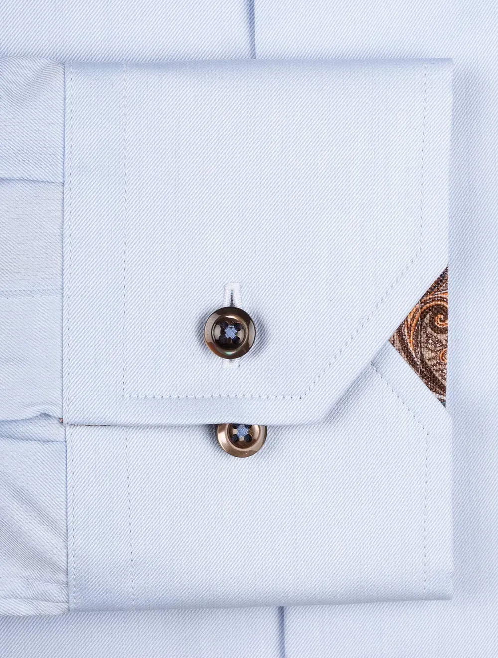 Plain Shirt With Paisley Contrast Blue