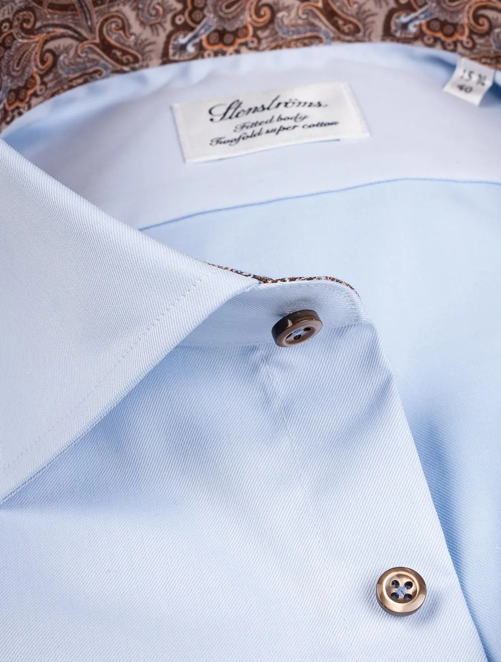 Plain Shirt With Paisley Contrast Blue