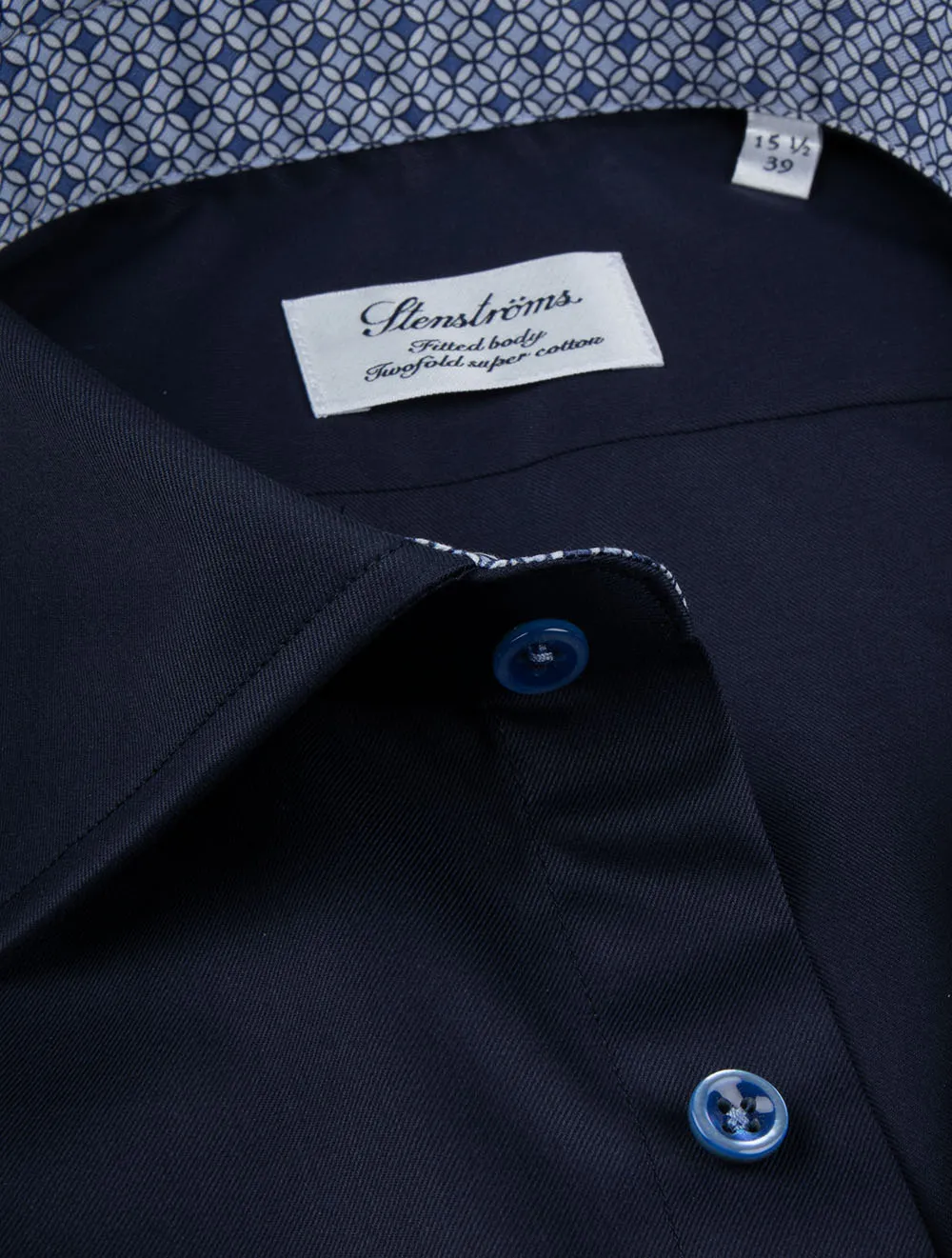 Plain Twill Shirt with Inlay Navy