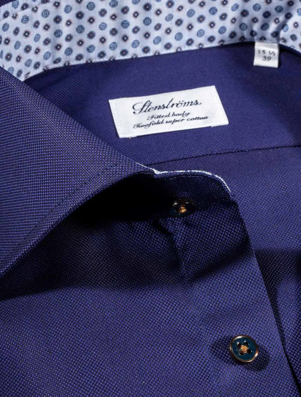 Plain With Inlay Casual Shirt Navy