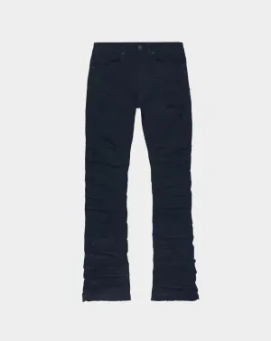 Pleated & Shredded Flare Jean