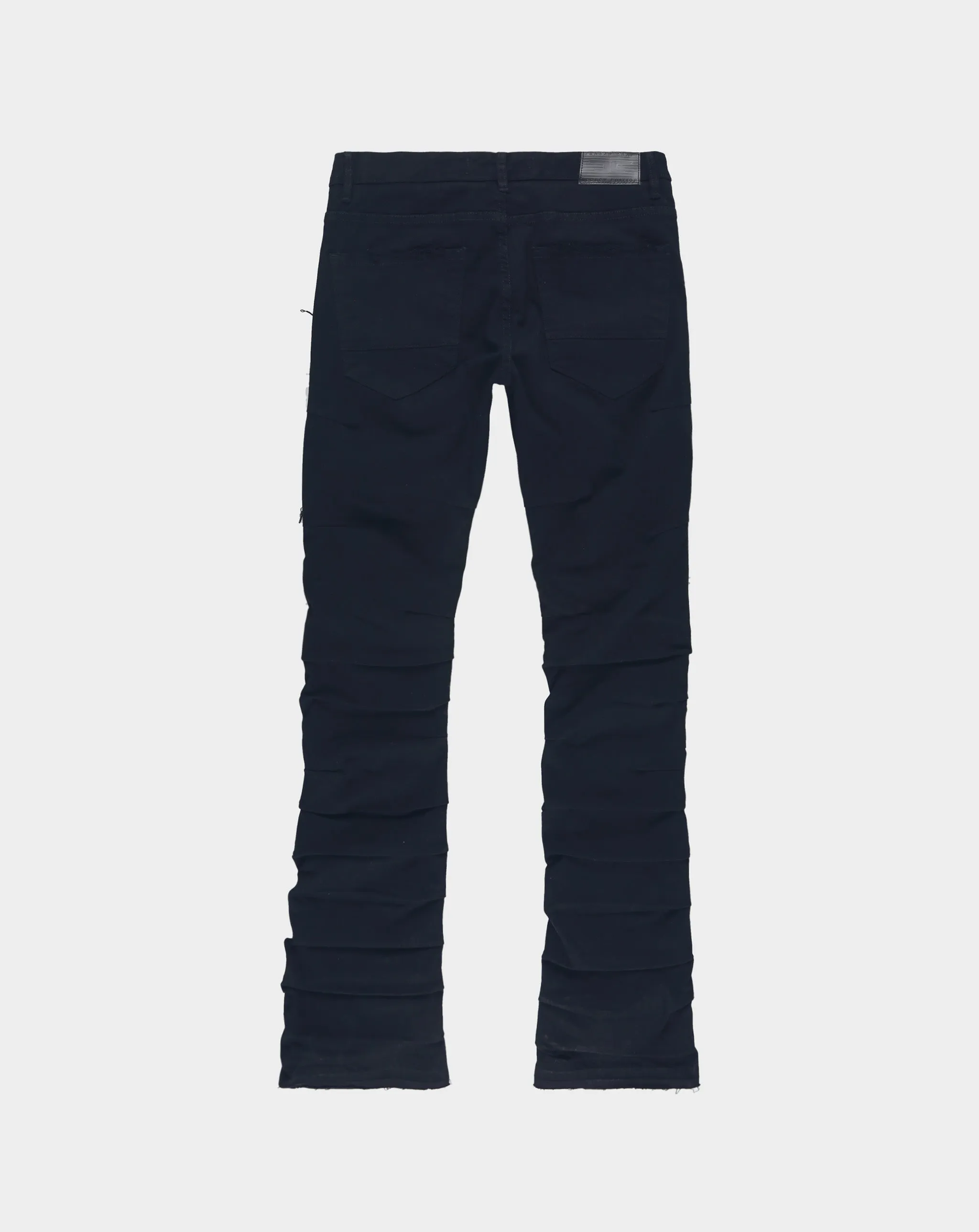 Pleated & Shredded Flare Jean