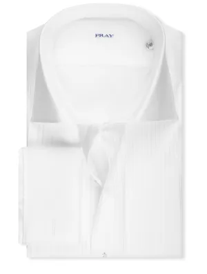 Pleated Cotton Dress Shirt White