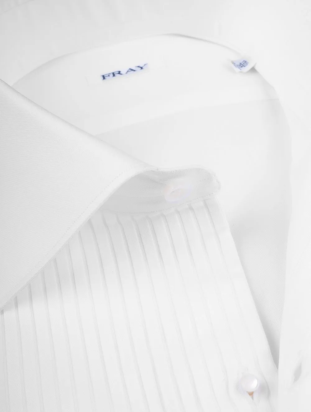 Pleated Cotton Dress Shirt White