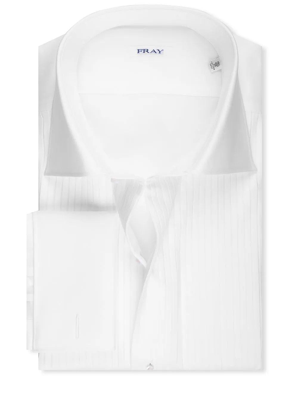 Pleated Cotton Dress Shirt White