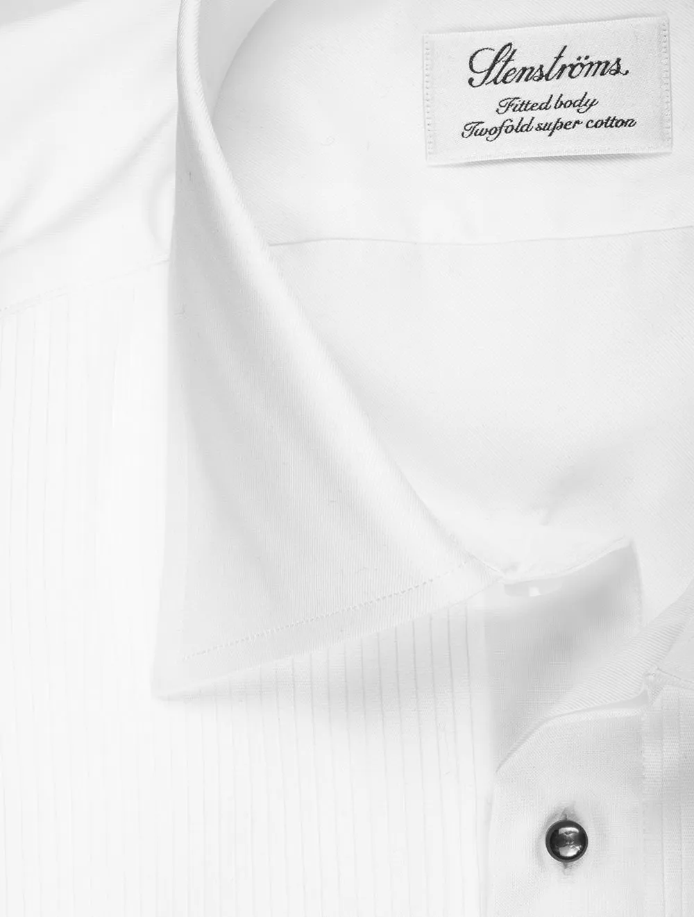Pleated Cotton Fitted Body Dress Shirt White