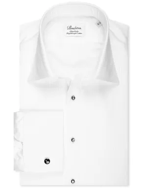 Pleated Cotton Fitted Body Dress Shirt White
