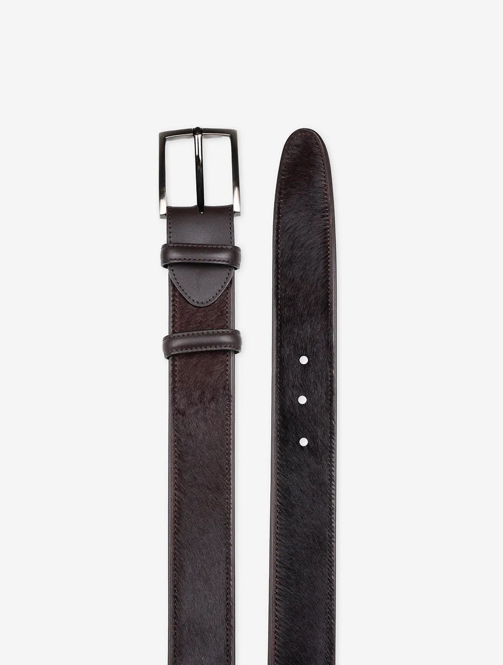 Pony Hair Leather Belt Chocolate