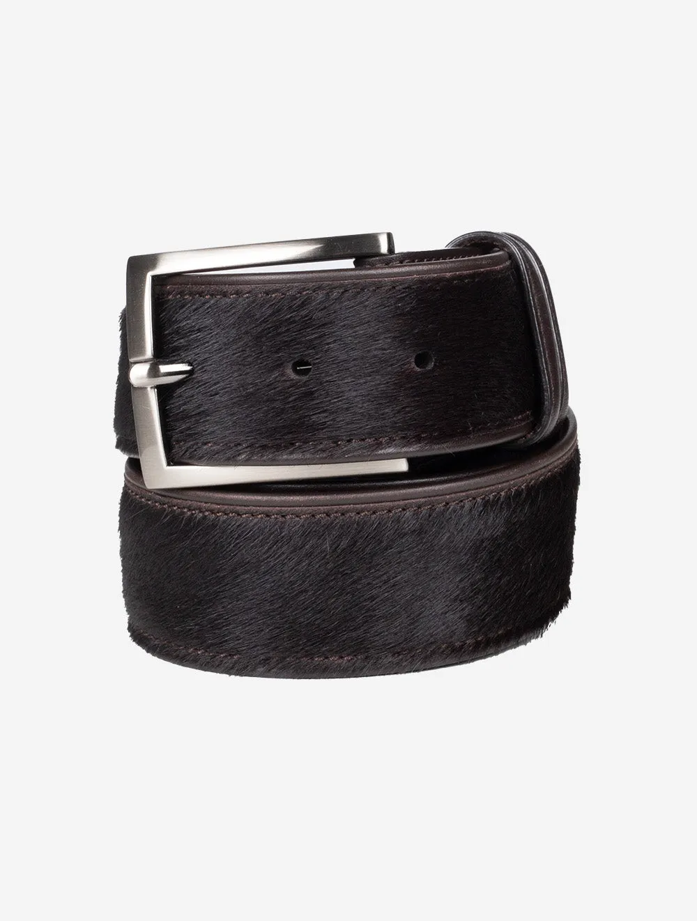 Pony Hair Leather Belt Chocolate