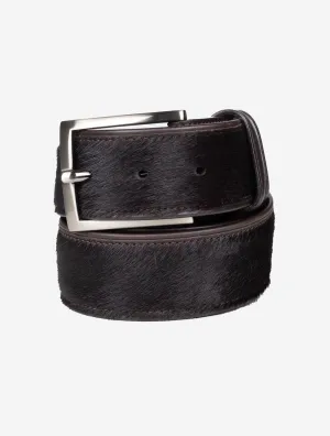 Pony Hair Leather Belt Chocolate