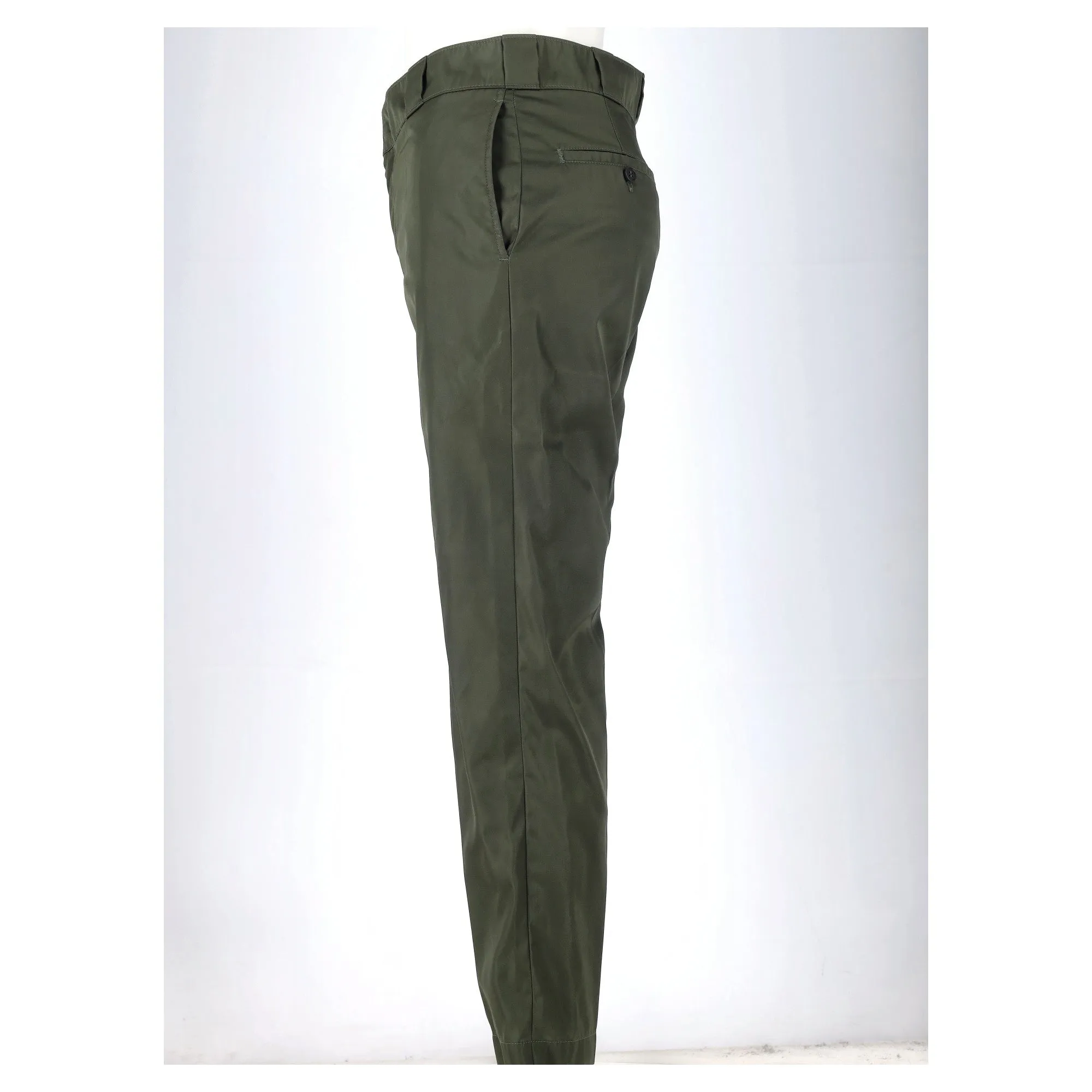 Prada Triangle Logo Trousers in Green Nylon