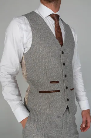 Ralph Tweed Check Cream Waistcoat