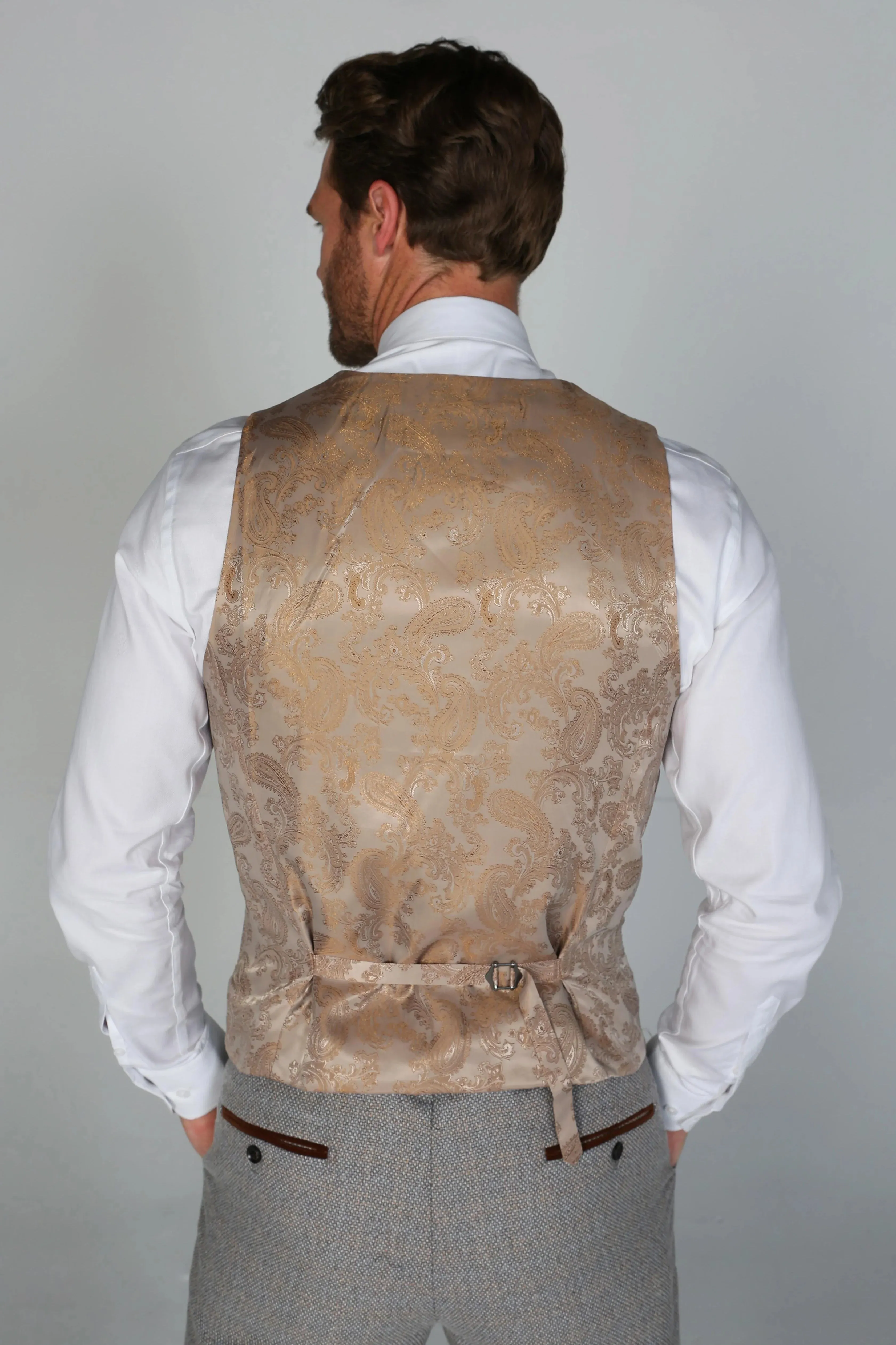 Ralph Tweed Check Cream Waistcoat