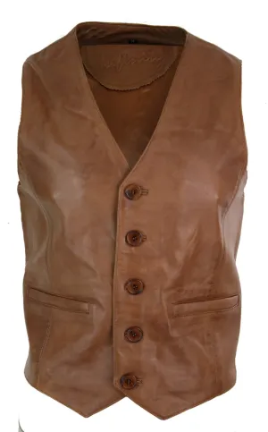 Real Leather Gilet Vintage Waistcoat