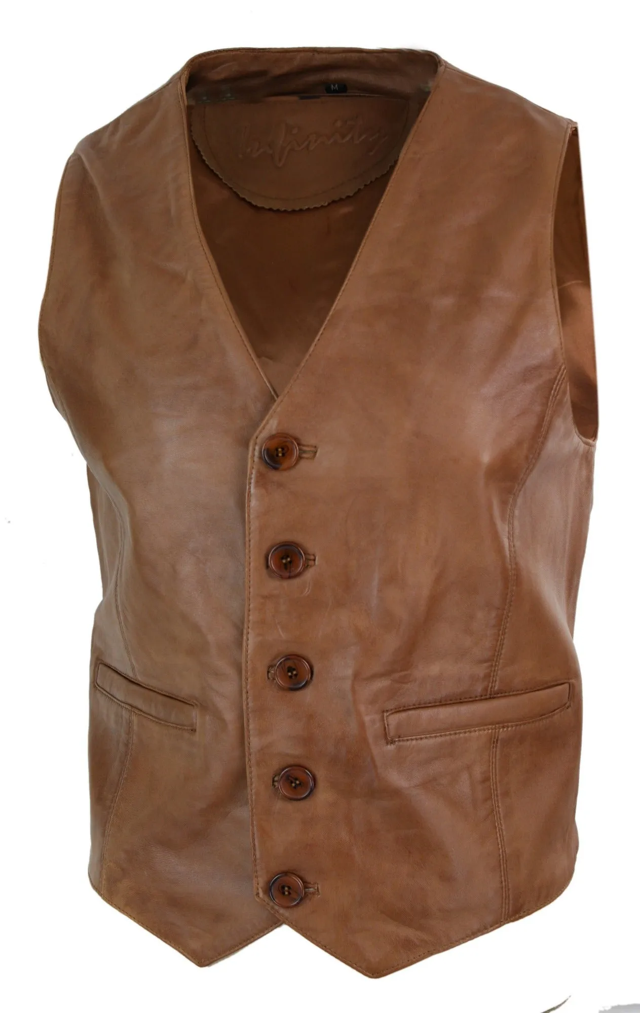 Real Leather Gilet Vintage Waistcoat