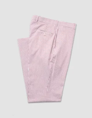 RED/WHITE SEERSUCKER TROUSERS - CLASSIC FIT