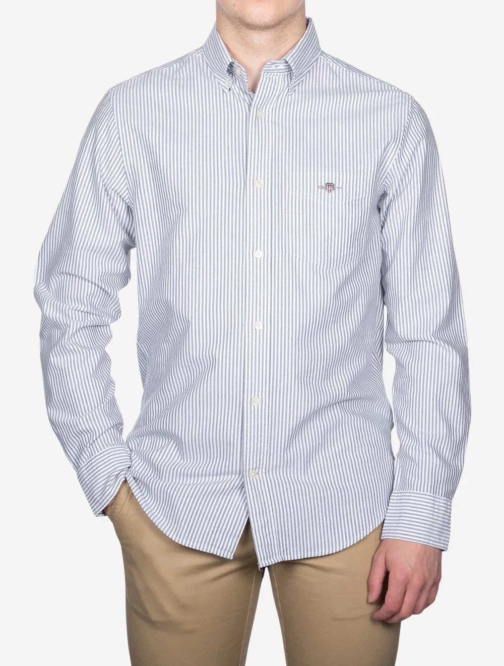 Regular Fit Classic Oxford Stripe Shirt Persian Blue