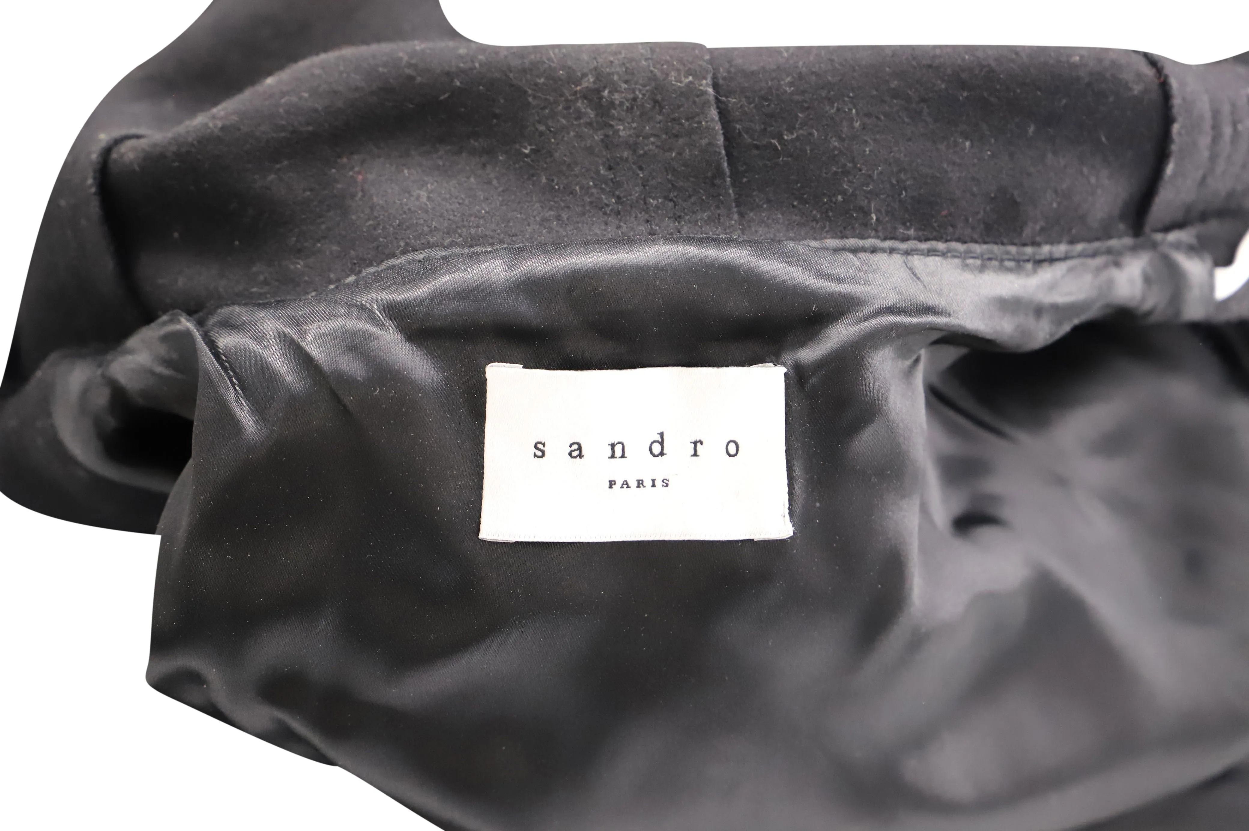 Sandro Procession Parka in Black Wool