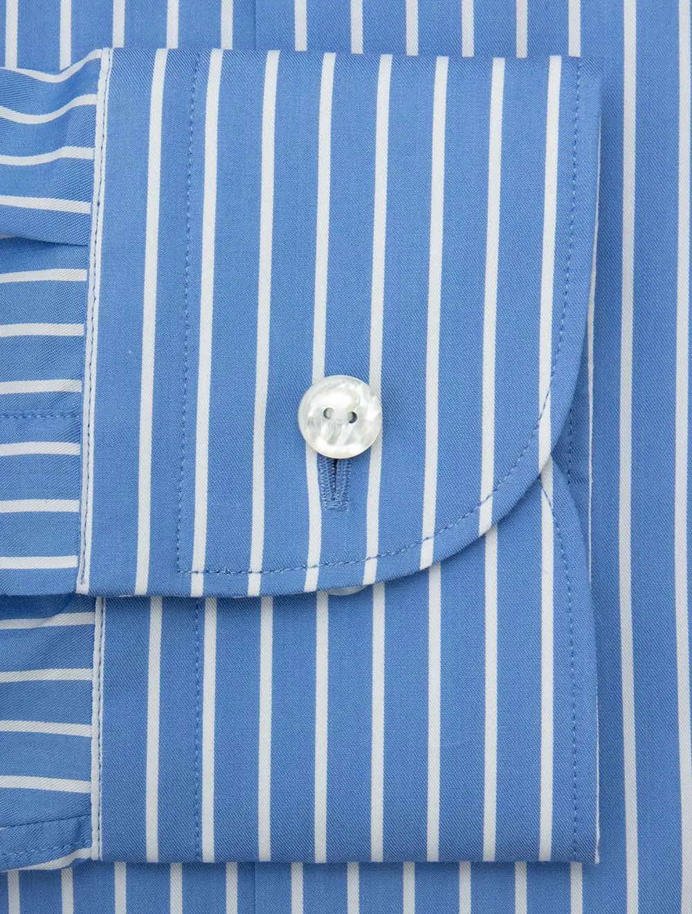 Silk & Cotton Stripe Slim Fit Shirt Navy