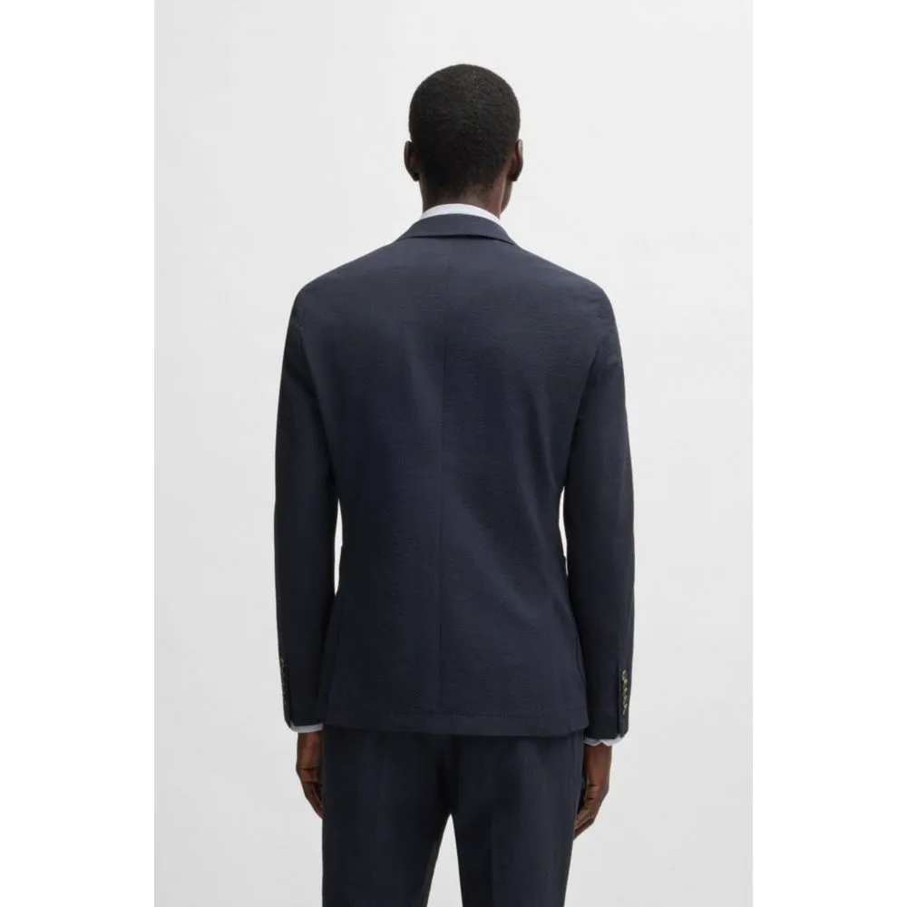 Slim-fit blazer in wool seersucker with silk