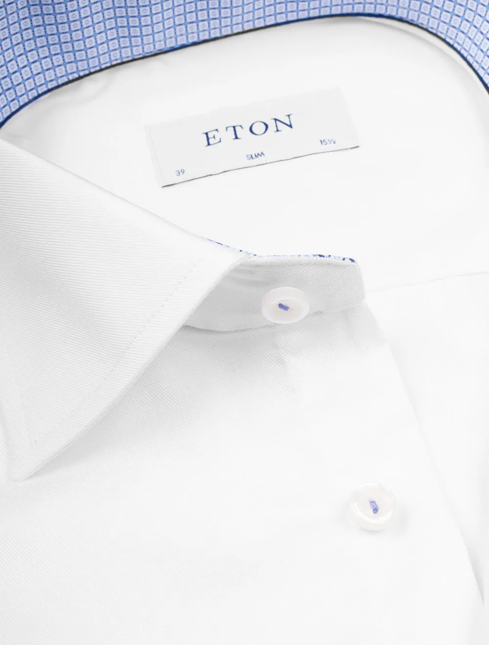 Slim Fit Formal Stretch Plain Shirt With Contrast Inlay White