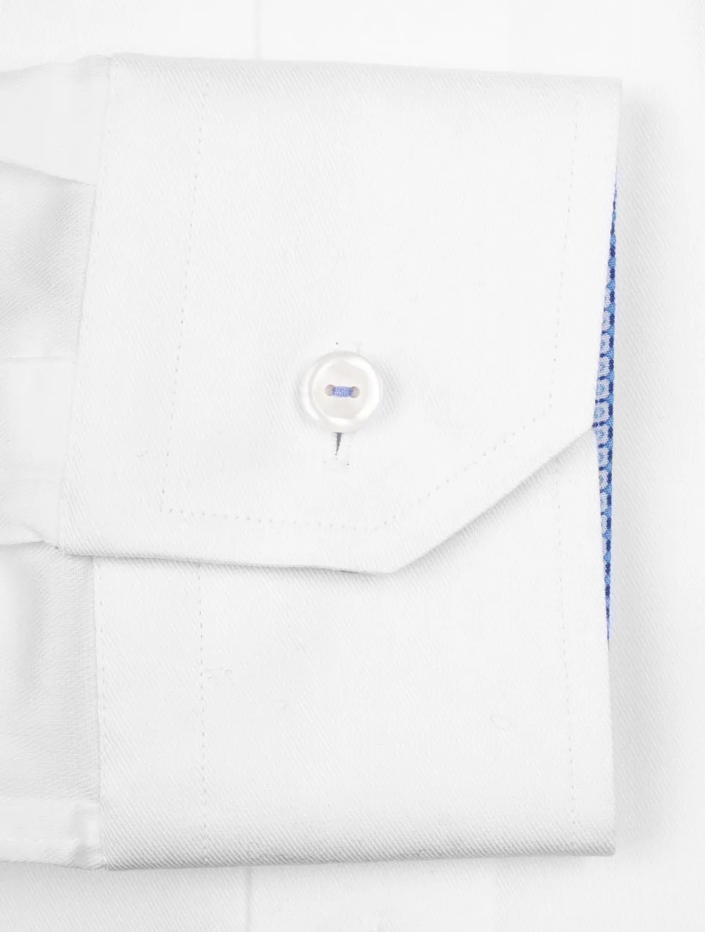 Slim Fit Formal Stretch Plain Shirt With Contrast Inlay White