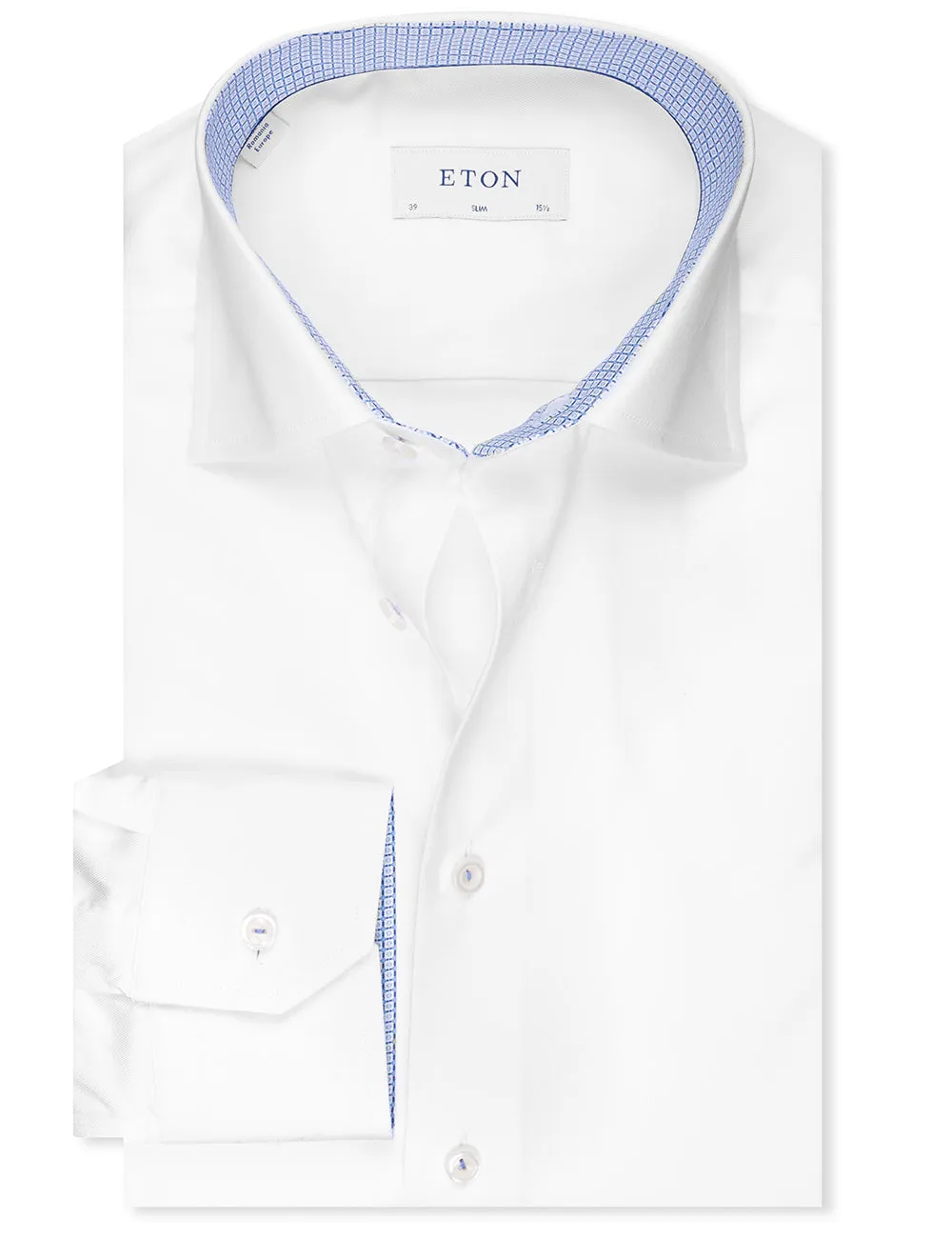 Slim Fit Formal Stretch Plain Shirt With Contrast Inlay White
