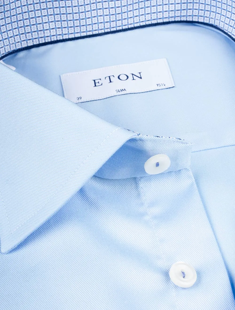 Slim Fit Stretch Plain Inlay Formal Shirt Blue