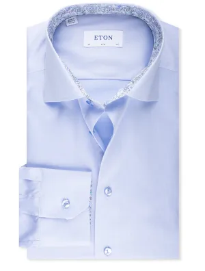Slim Plain Inlay Formal Shirt Blue