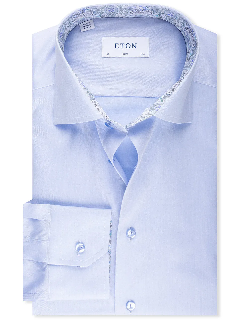 Slim Plain Inlay Formal Shirt Blue