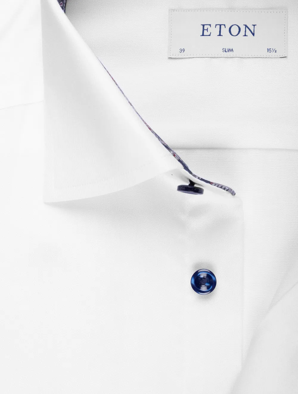 Slim with Inlay and Contrast Button Shirt White
