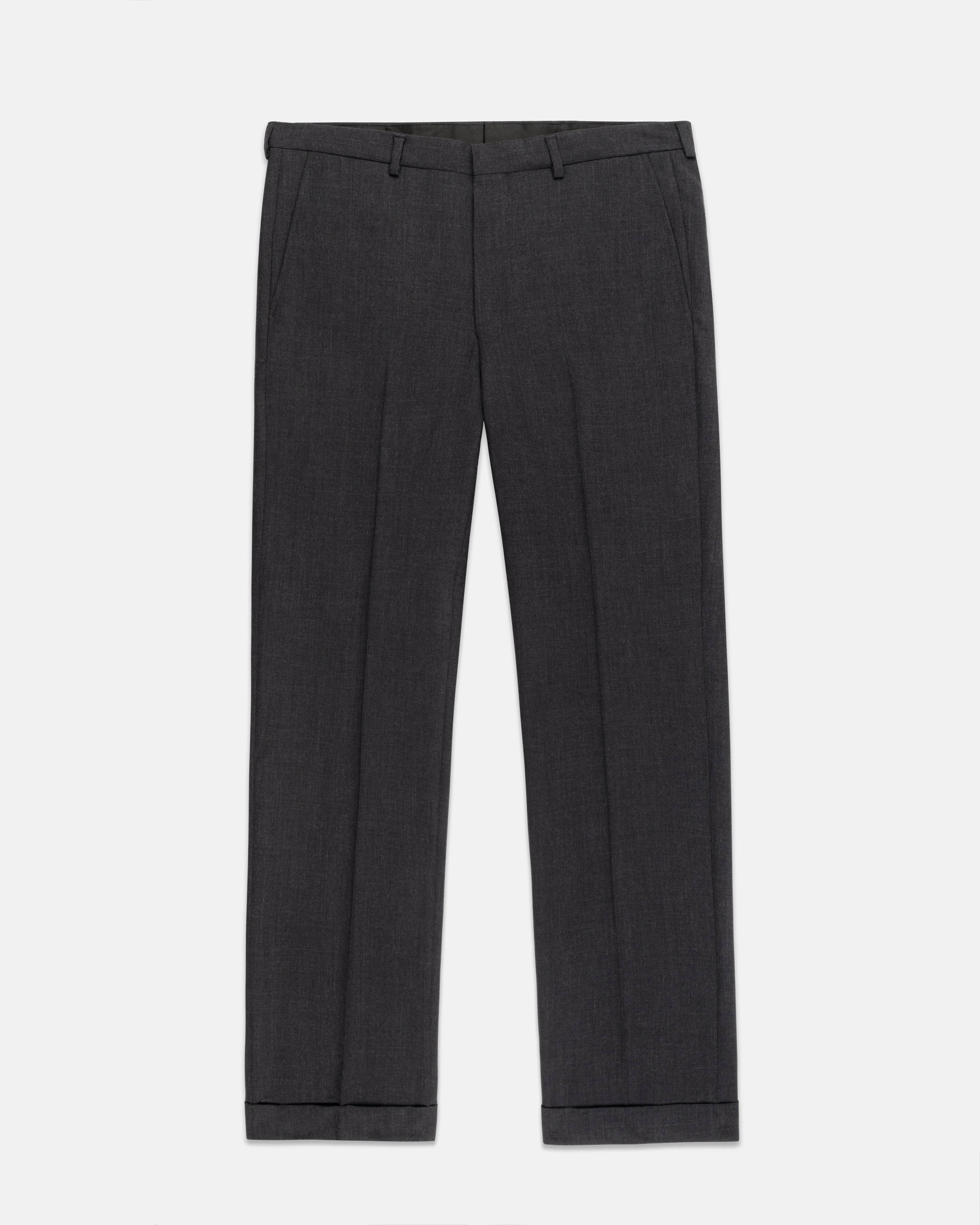 SOLID CHARCOAL WOOL TROUSERS
